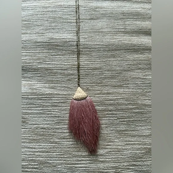 Noonday Long Tassel Pendant Necklace Gold And Pink - Picture 2 of 4
